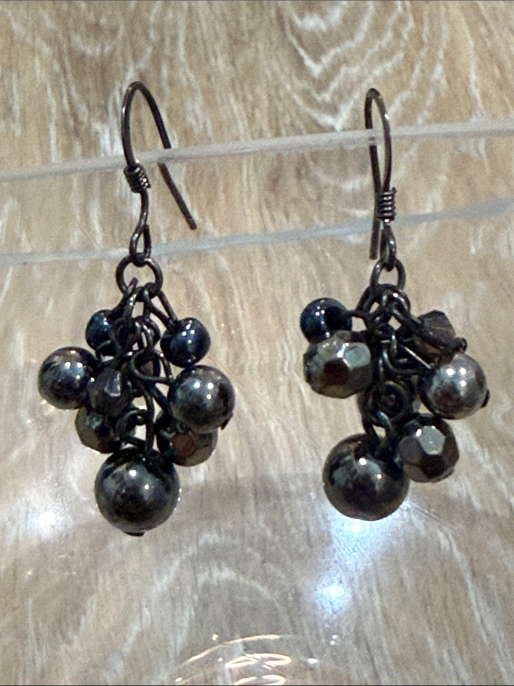 Vintage White House Black Market Gunmetal Hematite Tiered Cluster Earrings OS